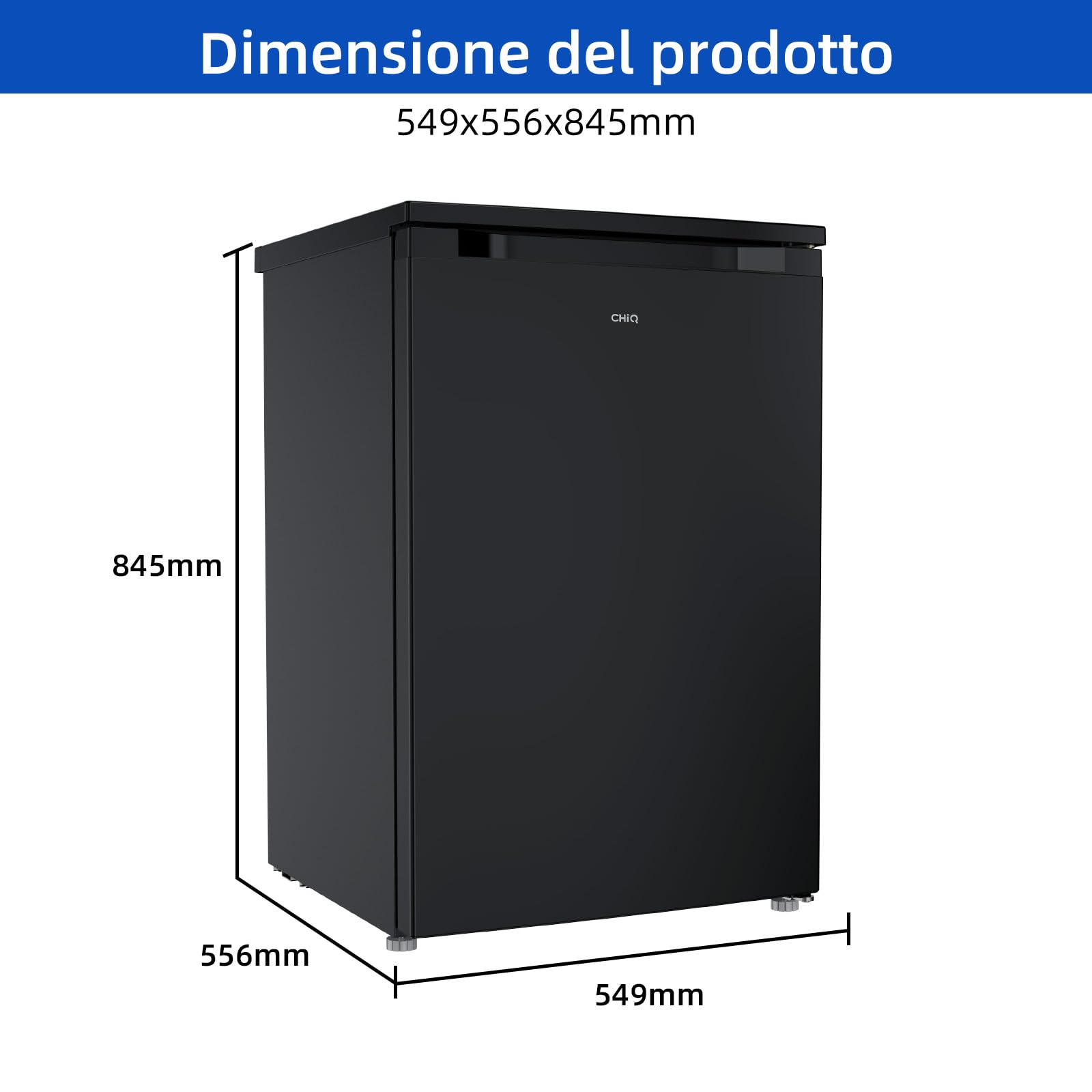 CHiQ frigorifero monoporta CTT107BC,107 L, design elegante. Occupa solo .3 ㎡, spazio di micro-congelamento, scatola multi-funzione, 7 controlli della temperatura, bassa rumorosità, colore: nero