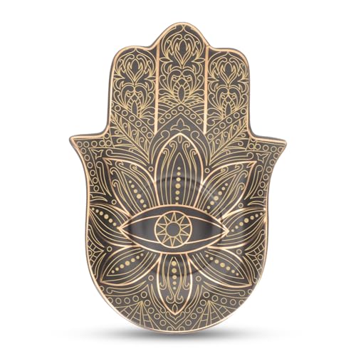 GARVALON Plateau à Bijoux en Céramique Noir de Main de Fatma Dessous de Verre Résistant à la Chaleur L'Usure Organiseur Multifonctionnel pour Boissons et...