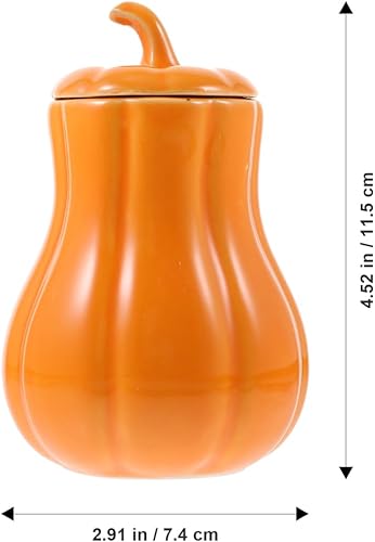 Miniatura 2 de UPKOCH Tarro de té de cerámica con forma de calabaza, tarro de caramelo suelto, tarro de té, café, azúcar, recipiente de alimentos para decoración