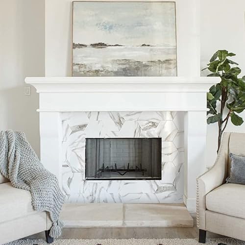 Miniatura 3 de AULIGET 72 piezas de azulejos hexagonales para despegar y pegar, diseño de mármol blanco pulido para cocina, azulejos de PVC para despegar y pegar