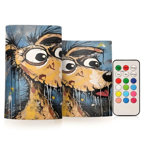 ALAZA Dog (39) Flickering Flameless Candles Battery Operated with Remote Timer,Tea Light Candles LED Pillar Votive Candles Set of 2 for Outdoor Indoor Decorations