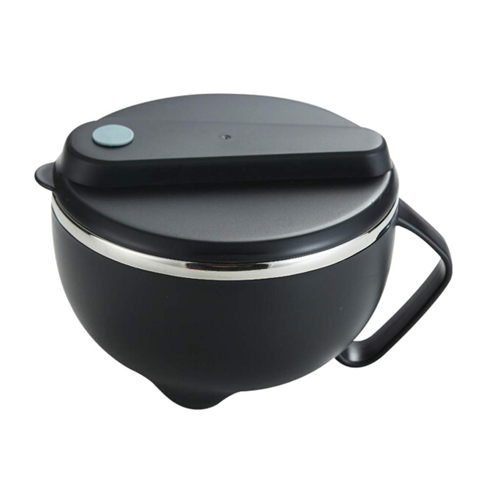 Pudełka Bento Gorący Makaron Ze Stali Nierdzewnej Miska Zupy Ryżowej Z Uchwytem Pojemnik Na Jedzenie Lunch Box(Black)