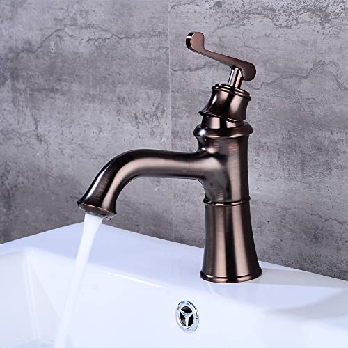 Robinet de lavabo mitigeur en laiton bronze antique pour salle de bain