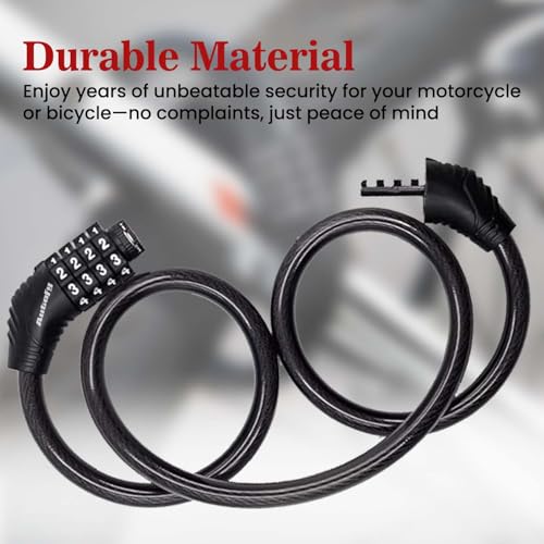 Image of Autofy 4 Digit Number Helmet Lock 12mm Thickness Multipurpose Resettable Combination Cycle Lock Cycle Accessories Heavy Duty Anti-Theft Protection Luggage Cycle Accessories