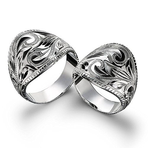 BYTHESEA ハワイアンジュエリー ペアリング 刻印無料 誕生石入れ可(有料・別途購入) シルバー925 ボリューミー コインエッジ 指輪 2個セット 【1個目:24号】【2個目:14号】 SR701P カップル