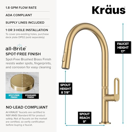 KRAUS Spot Free Brushed Brass Pull Down Kitchen Faucet KPF-2850SFBB - image 3