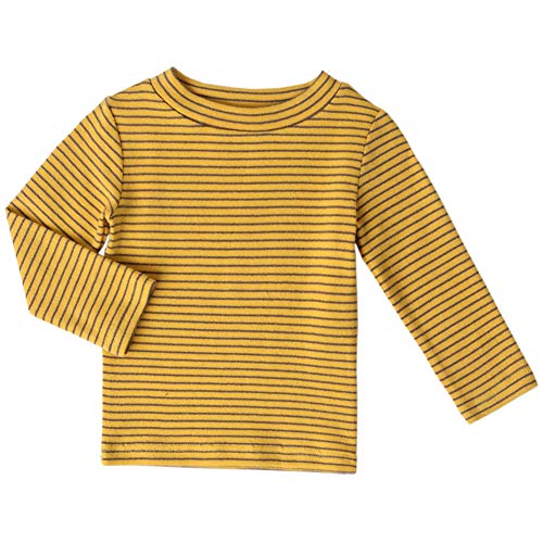 Toddler Boys Girls Long Sleeve Tee Little Kids Cotton T-Shirt Crew Neck Tops,Yellow,3T