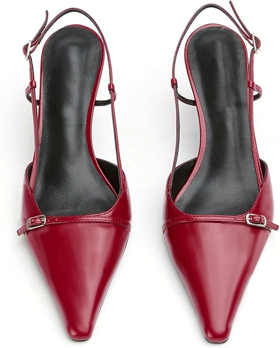 Image of MAVMAX Slingback Heels for Women Kitten Heels with Bow Pointed Close Toe Pumps Dress Party Heeled Sexy Wedding Shoes