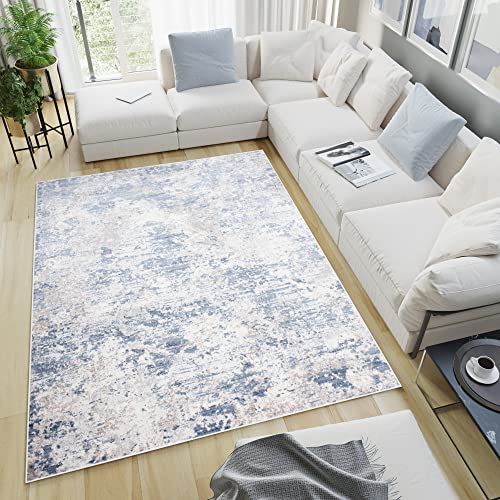 TAPISO Sky Alfombra de Salón Dormitorio Habitación Infantil Oficina Sala de Estar Diseño Moderno Abstracto Gris Crema Azul...