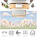 Kawaii Tulip Desk Mat Gaming Desk Pad Large Mouse Pads, XXL Mouse Mat Laptop Keyboard Pad Desk Matt Computer Protector for Desktop with Non-Slip Base and Stitched Edge 31.5 x 11.7 in