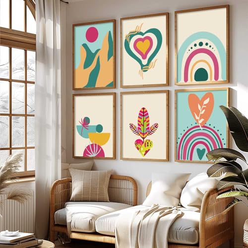 Image of kotart Minimal Boho Framed Wall Art Paintings with Frame for Home Decor - Painting for Wall Decoration Living Room Bedroom Office Room Decor- Pack of 6 (13x17, wall painting)