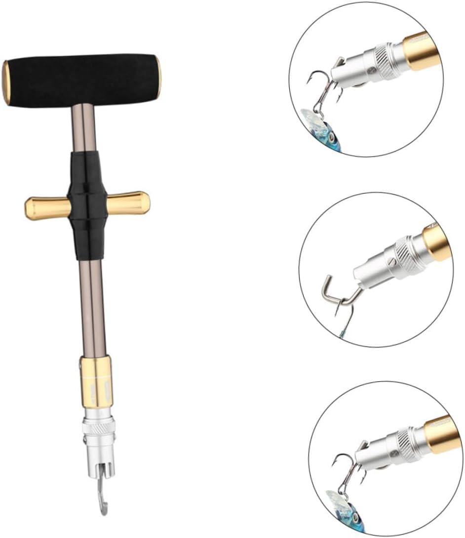 Mikikit Treble Hooks Fishing Tool Fish Hook Remover Squeeze-Out Separator T-Shaped Aluminum Alloy Hand Tool