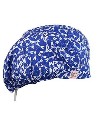 JONATHAN UNIFORM Gorro de Trabajo para Mujer Pelo Largo, Limpieza Sombrero con Banda de Sudor Talla Única (Libélula azul) Cover