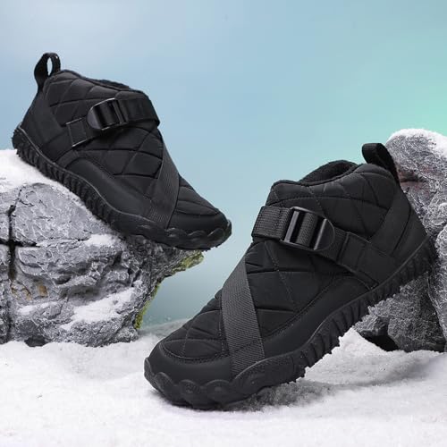 Image of Hike Winter Footwear Barefoot Boots Mens Womens, Waterproof Winter Snow Boots, Warm Ankle Booties, Wide Toe Barefoot Hiking Boots, Non-Slip Zero Drop Sole Hike Shoes for Hiking Walking Outdoor