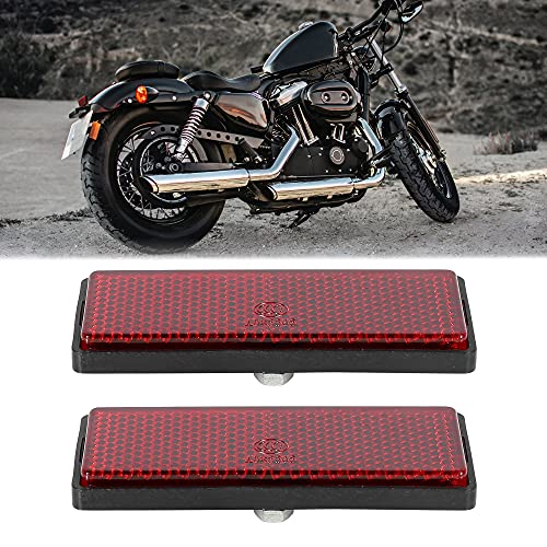 Image of F FIERCE CYCLE Pair M6x1.0 Red Rectangle Universal Screw Mount Reflective Warning Reflector for Motorcycle Bike (Pack of 3)