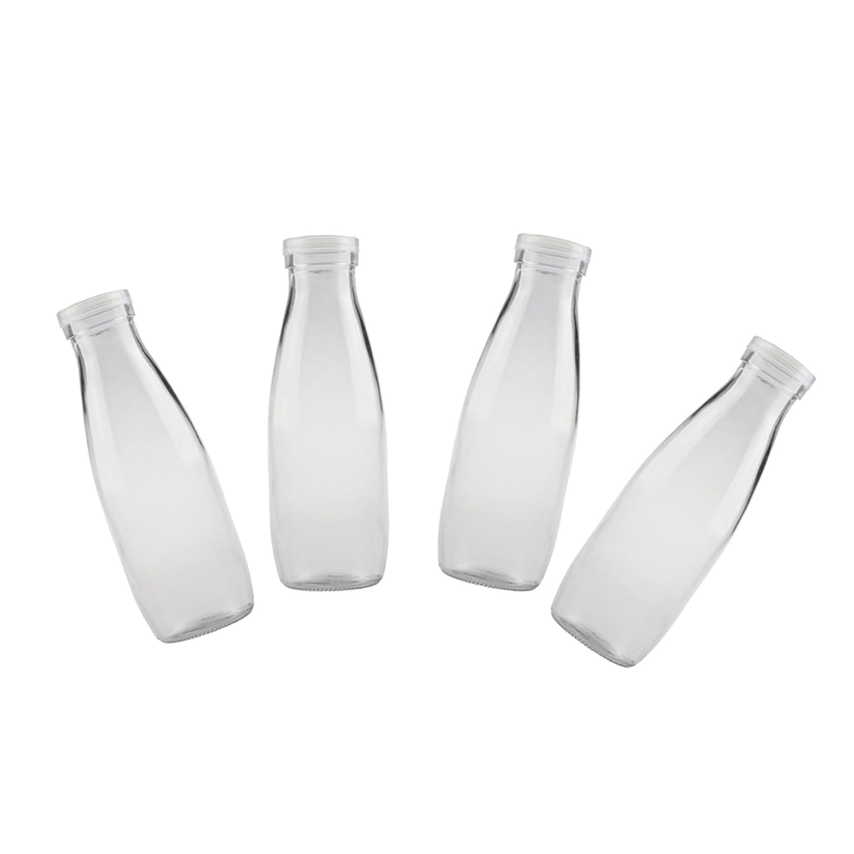 4pezzi Bottiglie in Vetro Trasparente per Latte Yogurt Bevande Succhi con Coperchio Realizzate in Vetro Resistente per Conservare Diversi Tipi di Bevande