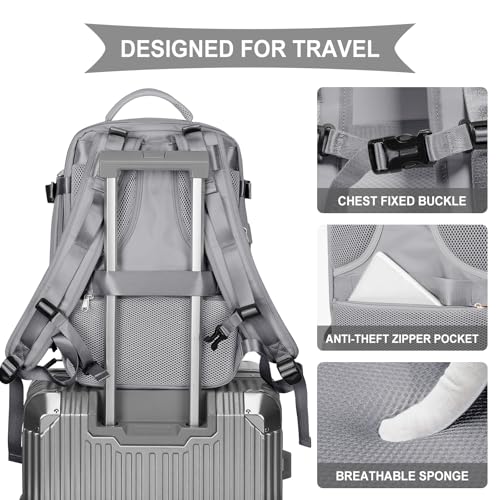 Image of coowoz Vacuum Backpack Travel with Pump,Travel Backpack with Vacuum System For Women Men,Carry On Backpack,Hiking Backpack Waterproof Outdoor Sports Rucksack Casual Daypack,30L(Vacuum pump) Grey