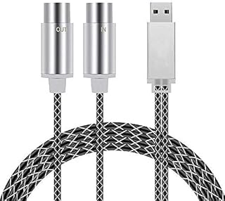 Koldot MIDI Cable 5 Pin MIDI to USB Cable MIDI Interface in-Out to USB Converter MIDI Adapter with Indicator for Piano Keyboard to PC Mac Laptop