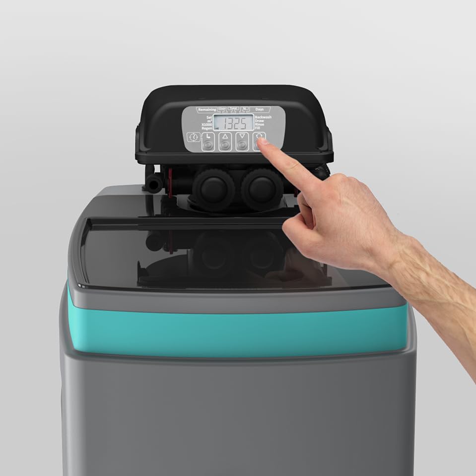 Ecosoft Anthracite Azure 250 well water softener | descalcificador para agua de pozo con válvula digital | filtración combinada de cal y metales | instalación en entrada principal | alta eficiencia