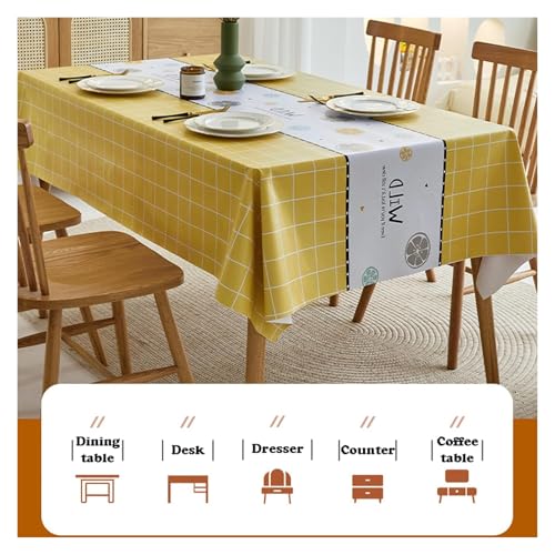 Nappe de table rectangulaire beige 110x160 nappe essuyable sans plis salle à manger - 3