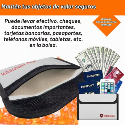 Miniatura 4 de 2 Bolsas Ignífugas Para Documentos, 20.5 X 12,5 Cm, Impermeable E Ignífuga, Para Documentos, Dinero, Pasaporte, Archivos Bancarios Y Dinero En Efectivo