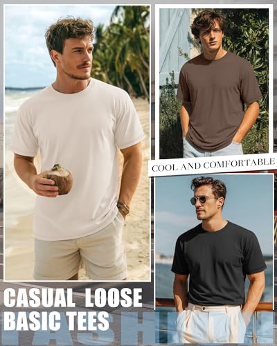 Image of Neer 3 Pack Big and Tall T-Shirts for Men L-7xl Tops | Large Casual Stretch Workout Tees, Short Sleeve Crewneck Oversized Shirts, Classic Summer Outfits, Comfy Basic Loose Clothes