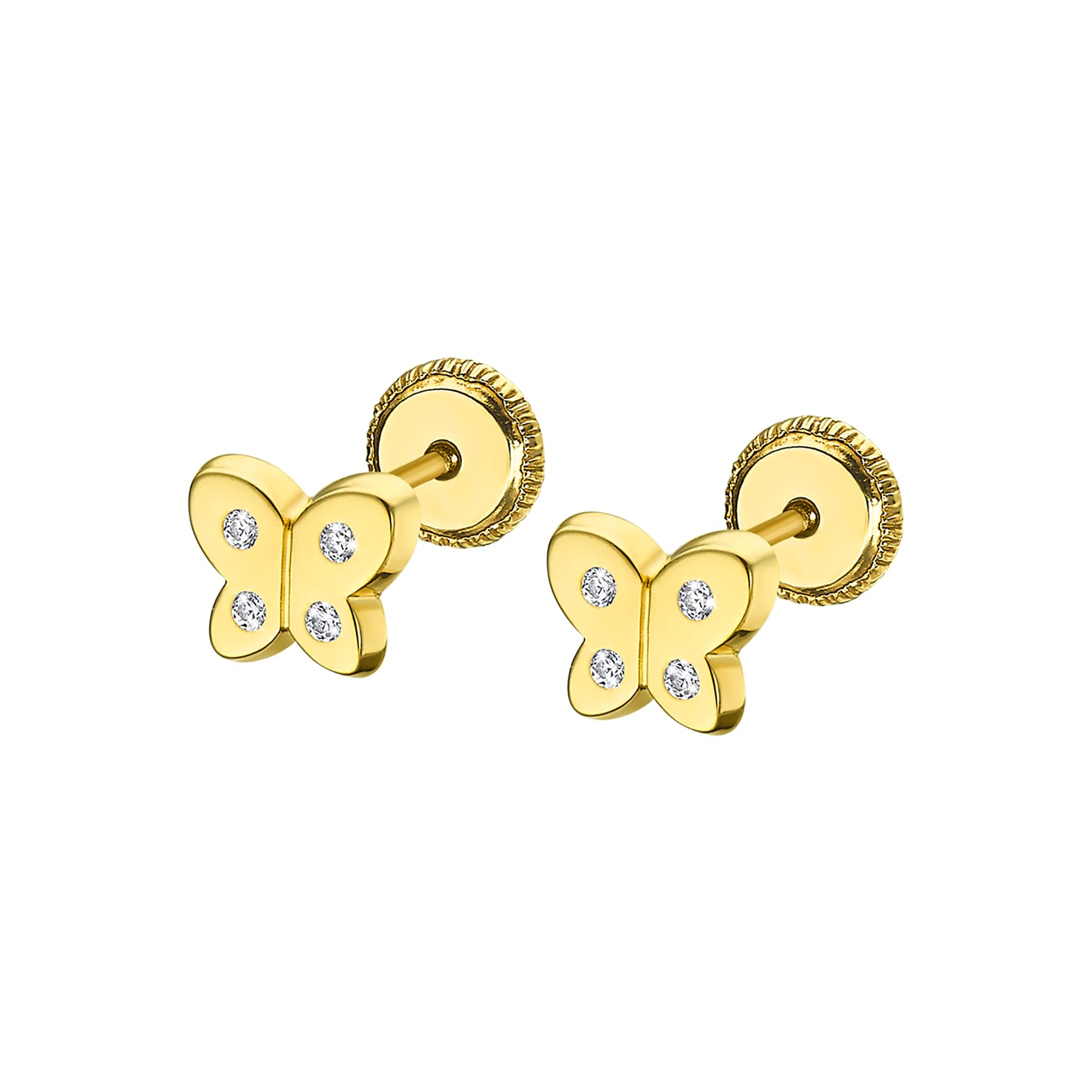 TIME ROAD Ohrringe Baby Mädchen de Gold 9K VJ00003/6 | Schmetterling-Ohrringe 6 mm, Kinder 3, 6, 12 a 24 Monate, Ideal als Geschenk zur Geburt, Taufe oder Geburtstag