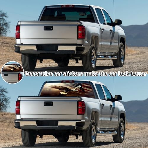 Image of Rear Window Decals for Trucks - 65x22 in Back Window American Flag Decals Fit Most Pickup Trucks SUV, Vinyl Back Window Decal Truck Rear Window Graphics for Personalized