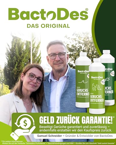 BactoDes Animal Geruchsneutralisierer 1L I Enzymreiniger mit biologischer Mikrobenkraft & Tiefenwirkung inkl. Spray-Mischflasche I Effektiver Geruchsentferner gegen Tierurin & starke Gerüche