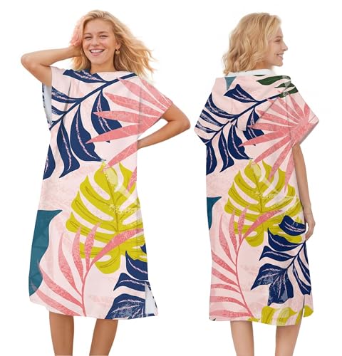 LOMTRATS Poncho de Surf à Séchage Rapide, Serviette à Changer, Robe à Capuche pour Adultes Hommes Femmes, Microfibre Natation Plage Surf Plongée Maison...