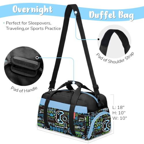 WOOMADA Travel Duffle Bag, Weekend Bag with Wet Pocket & Trolley Sleeve, Overnight Bag With Shoe Compartment, Fit for Sports Practice, Travel and Gifts(game) — view 2