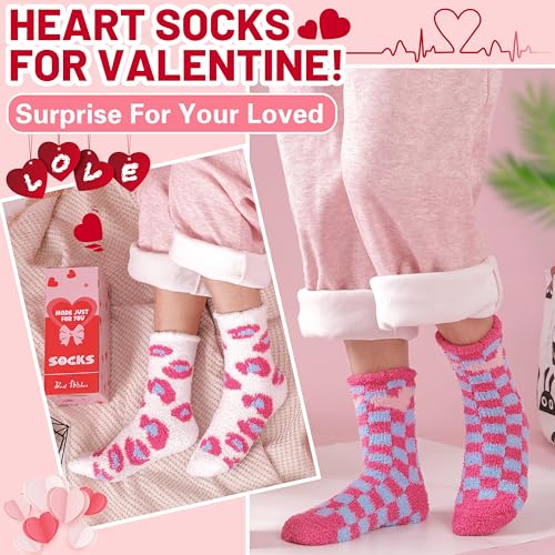 Image of EBMORE Fuzzy Socks for Women, Thick Cozy Warm Fluffy for Winter | Ultra Soft Plush Fleece Lining, Stretch Cuff, Comfy Heel & Toe, for Home & Sleep, Gifts Cabin Slipper Socks, 5 Pairs