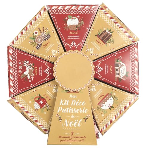 Calendrier de l'Avent Roue Pâtisserie 28x30x7cm beige avec douilles