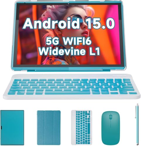 Image of Tablet 2 in 1 Android 12 Tablets with Keyboard 10 Inch Tablets + Mouse Stylus Case Tempered Film 6000mAh Tablet 4GB + 32GB ROM 1TB Expandable Tablet, 2MP + 8MP Dual Camera
