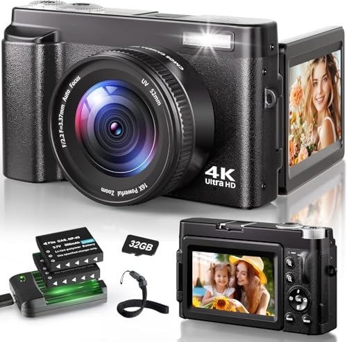 8K Digital Cameras for Photography - Autofocus 88MP Vlogging Camera for YouTube with Dual-Lens - 16X Digital Zoom Vlog Camera with Lens Hood, Flash, Touch...