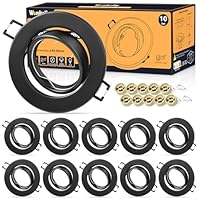 Wonkelly LED Einbaustrahler GU10 Set,(inkl. Fassung), Spot 230V, Lochdurchmesser 68mm, Einbaurahmen In Rund, Schwarz-Gebürstet, 30° Schwenkbar, Einbauspots aus Metall, für Einbaubeleuchtung(10 Stück)