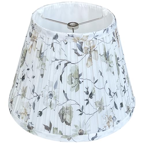 TOOTO STAR Floral Print Small Lampshade, 6x10x7.5inch Pleated lamp shade for table & bedside lamps, Floor Lamps and Pendant Lamps (Spider Fitter), Handmade of Lampshade