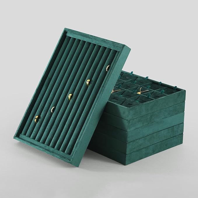 Image of Premium Ring Velvet Jewelry Drawer Organizer Tray Stackable
