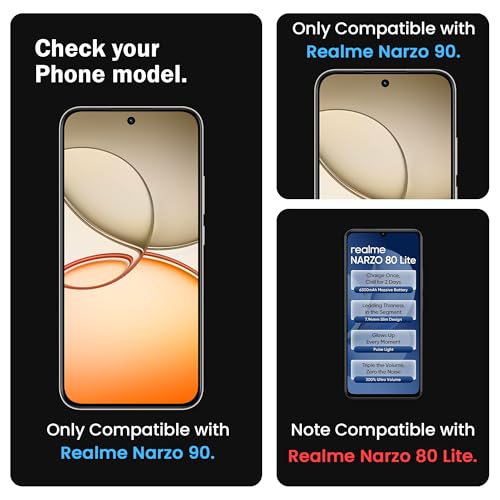 Image of FIRST MART Military-Grade Gorilla Tempered Glass For Realme Narzo 90 (6.59 Inch) With Edge To Edge Screen Coverage and Easy Installation Kit |Black