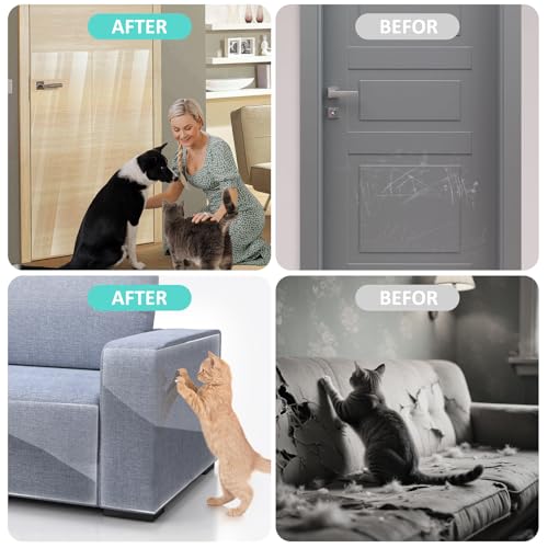 Uross Kratzschutz Sofa Katze, 5m x 43cm Katze Sofa Transparent Kratzschutzfolie Couch für Möbel von Katzen, Selbstklebendes Katzenmöbelschutz, Kratzschutz für Hundetüren Wand und Tür