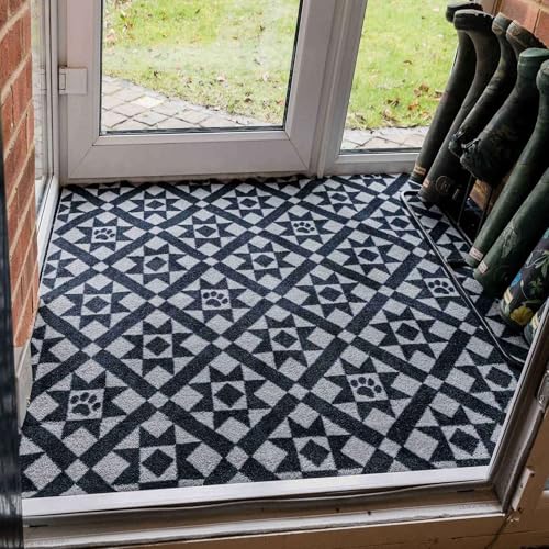 Pet Rebellion Cut-To-Size Absorbent Door Mat | Machine Washable, Non-Slip Floor Protection Runner| Easy to Trim with Scissors | 1.33 x 1.33m Roll (Victorian Tile)