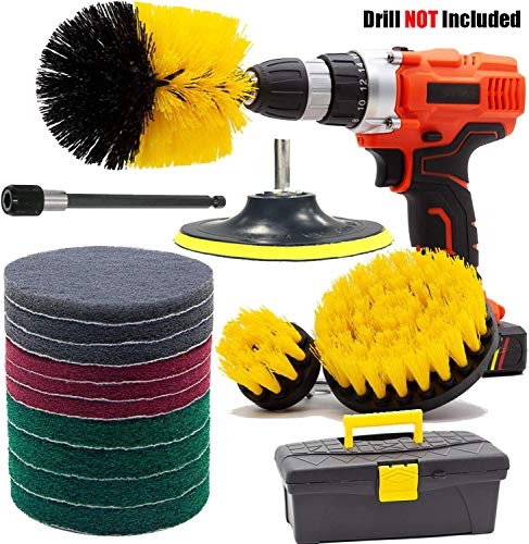 Drill Brush and Scrub Pads, GOH DODD 17 PCS Yellow Power Scrubber Cleaning