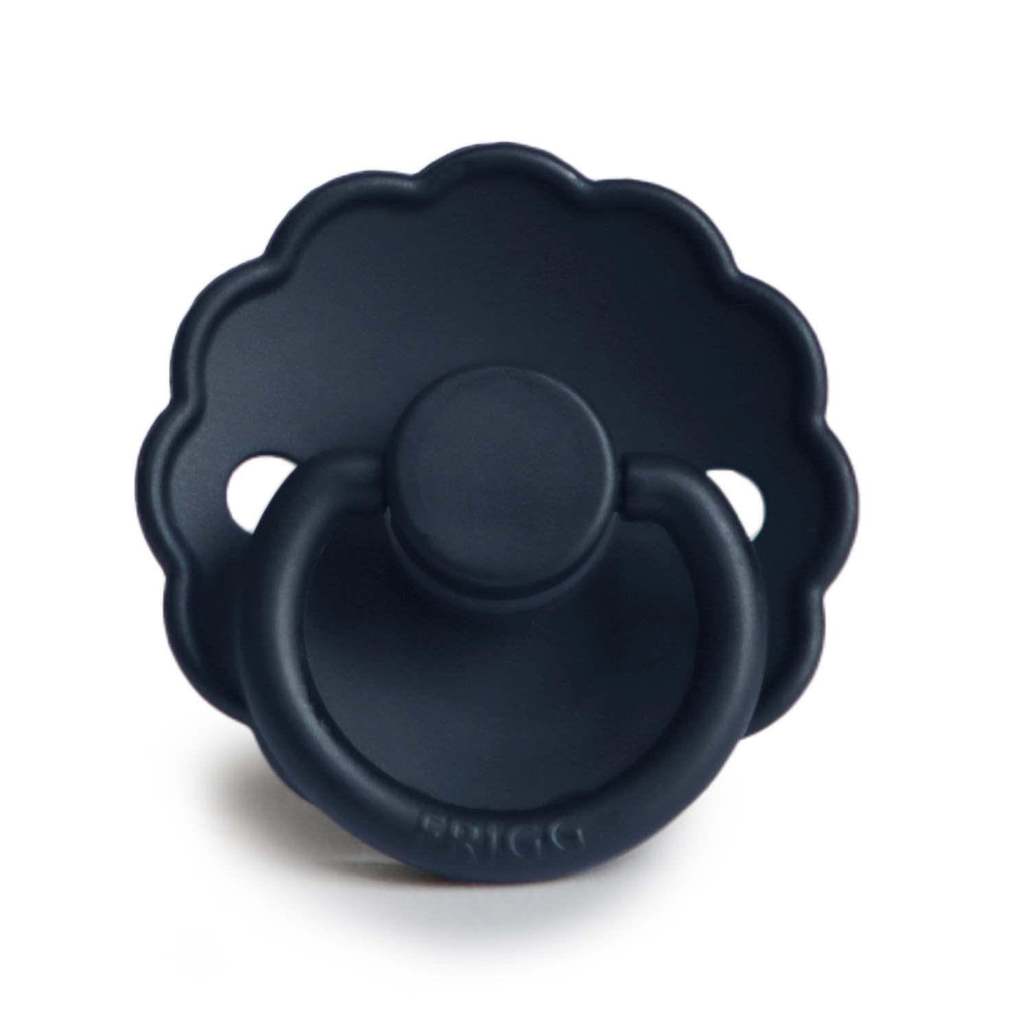 FRIGG Daisy Silicone Baby Pacifier 6-18 Months | Soothing Comfort Pacifiers with Click-Lock System | 1 Pack Soother | BPA-Free New Born Baby Items — Dark Navy