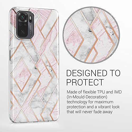 Kwmobile Case Compatible With Xiaomi Redmi Note 10 / Note 10S - Case Clear Tpu Cover With Design - Glory Mix 2 Rose Gold/White/Dusty Pink #TOP2