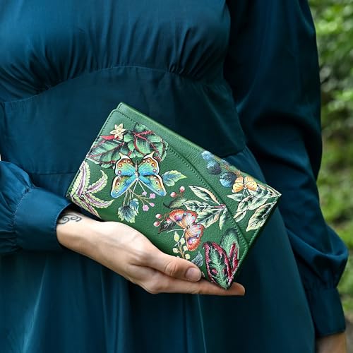 Image of Anuschka Women's Leather Wallet - Hand-Painted Genuine Leather Wallet with RFID Protection - 1174, Dancing Leaves