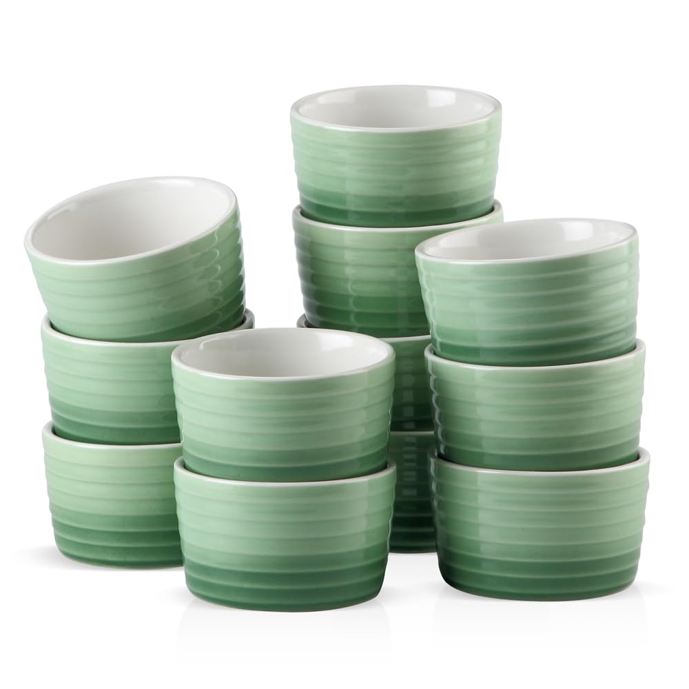 Ramequins en porcelaine blanche Ensemble de 6/12 assiettes à pâtisserie en porcelaine de 300 ml for gâteaux soufflés Ensemble de tasses à soufflé Ramequins for muffins brûlés et pudding Plats à souffl