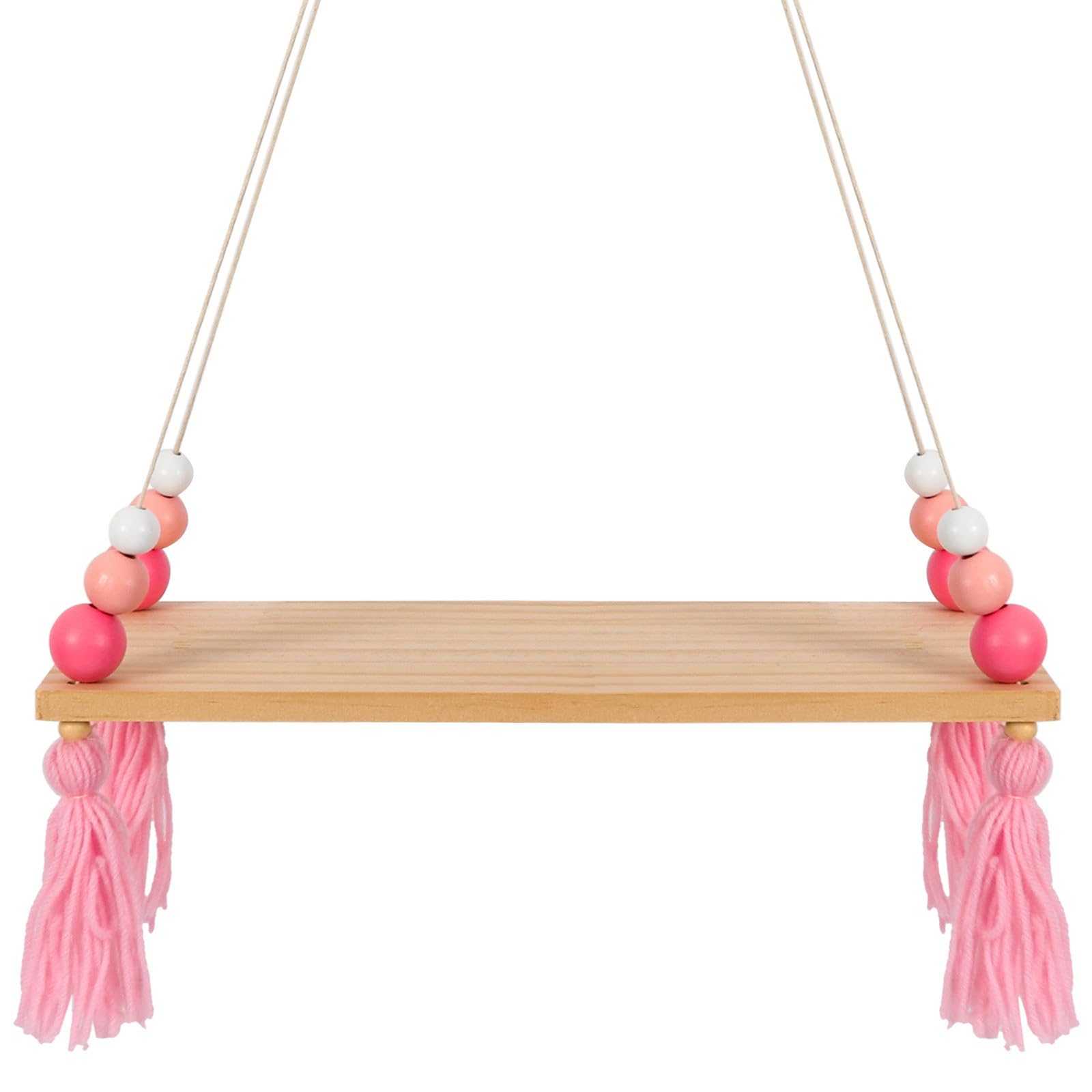 Estante de pared de madera rosa ideal para decoración de cafeterías y eventos festivos