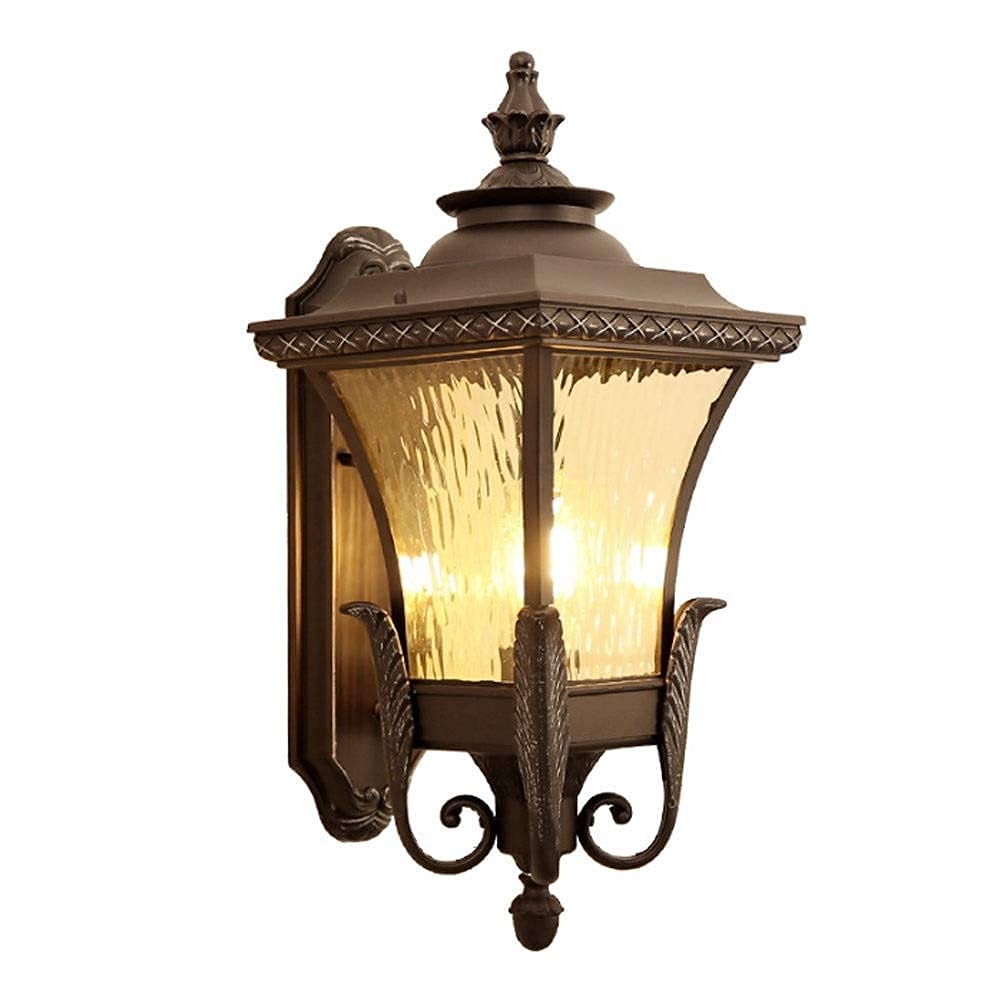 VDOQTLJT Outdoor Waterproof LED Wall Sconce Acrylic Lampshade Vintage Aisle Courtyard Home Balcony Door Garden Lamp Exterior Lantern Light Fixtures E27 Edison(L)