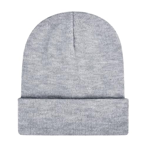 ZOORON Beanie for Men Women Warm Winter Hats Acrylic Knit Cuffed Beanie Cap Unisex Light Gray