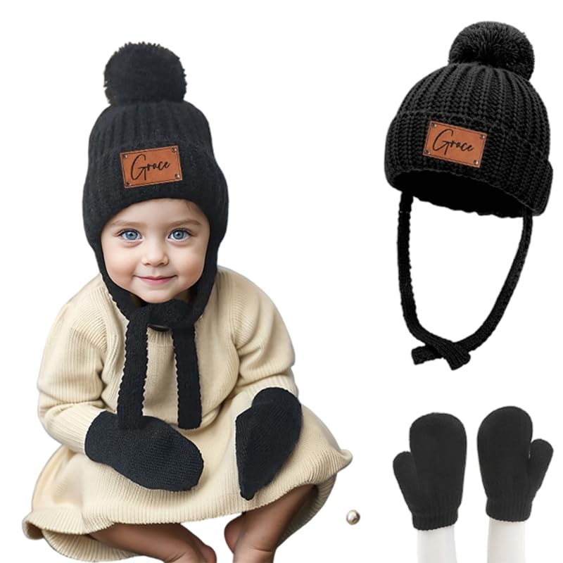 Personalized Customized Autumn and Winter Children's Knitted hat Gloves Infant Yarn hat Set